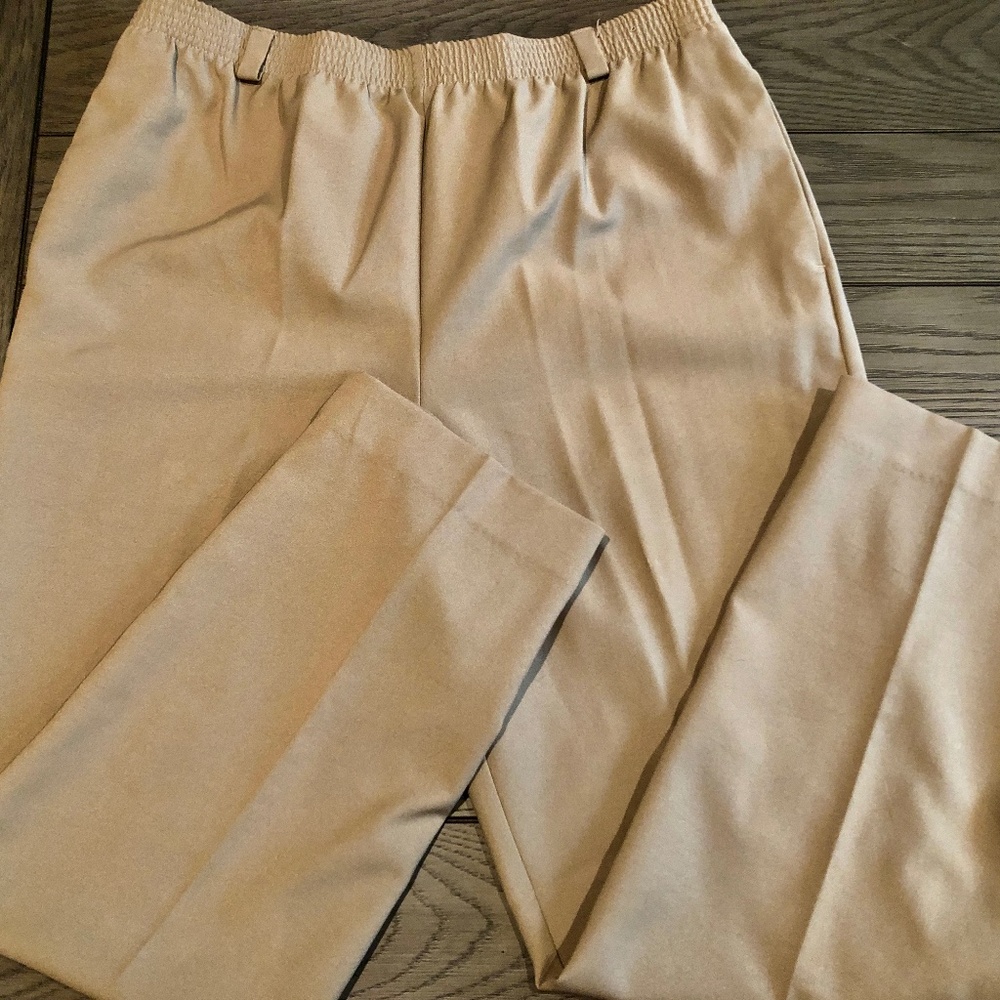 VTG 90s Khaki Elastic Waist Normcore Polyester Casual/Dress Pants~Plus 18~NWT